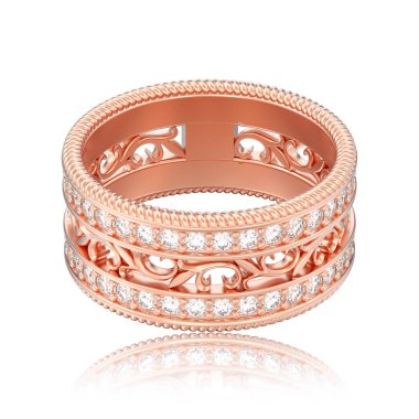 3D illüstrasyon izole gül altın dekoratif ornamen oyma