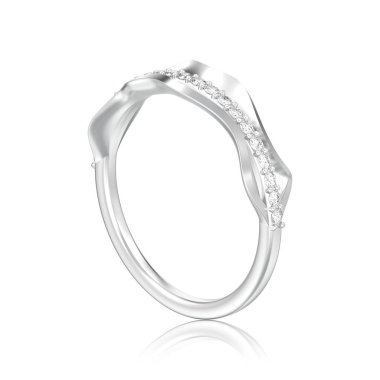 3D illüstrasyon izole gümüş dekoratif elmas yüzük ürün kodu ile