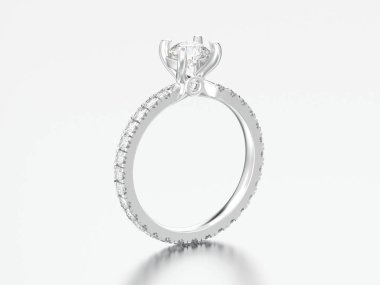 3D çizim gümüş nişan düğün elmas yüzük 