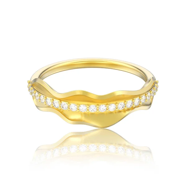 3D illustrazione isolato oro anello di diamanti decorativi con refle — Foto Stock