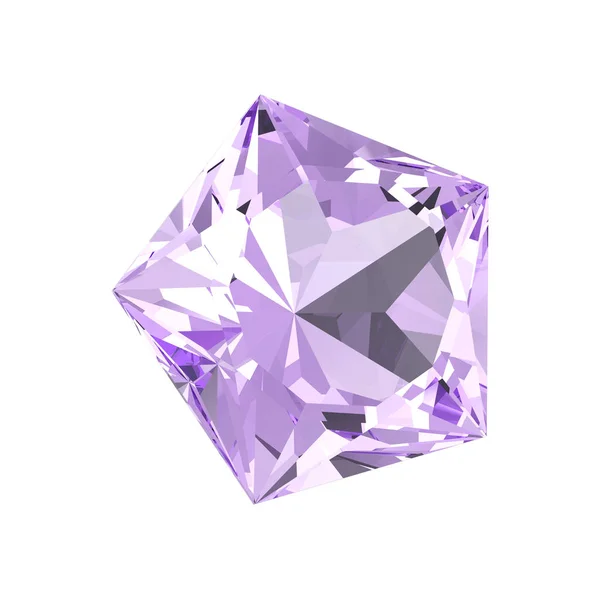 Illustration 3D pierre diamant pentagone violet isolé — Photo