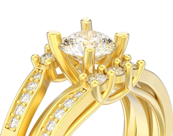 3D Illustration isoliert Nahaufnahme Gelbgold dekorativer Diamant — Stockfoto