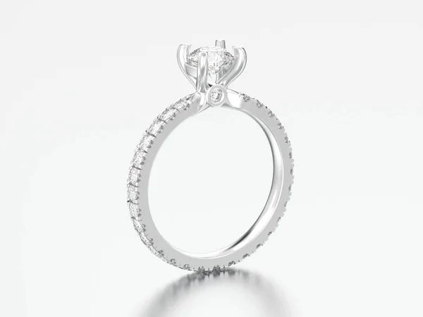 Ilustracja 3D Srebrny pierścionek z brylantem ślubu zaręczyny — Zdjęcie stockowe