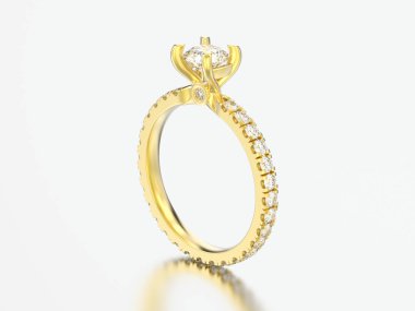 3D çizim altın nişan düğün elmas yüzük 