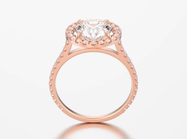 3D çizim gül altın nişan düğün elmas yüzük 