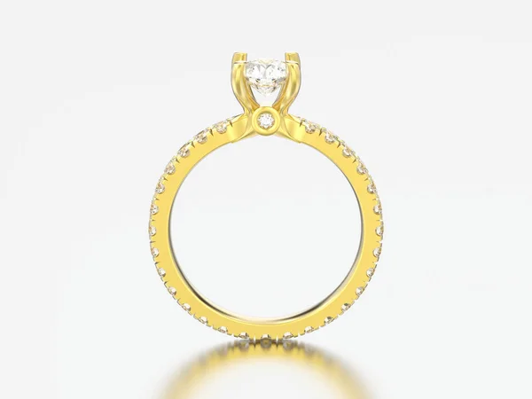 Ilustrasi 3D emas pertunangan cincin berlian — Stok Foto