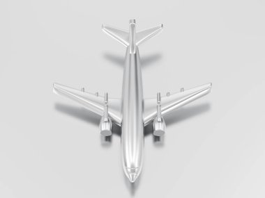 3D çizim 3d gümüş uçak 