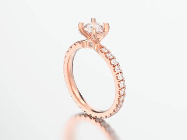 3D çizim gül altın nişan düğün elmas yüzük 