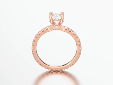 3D çizim gül altın nişan düğün elmas yüzük 