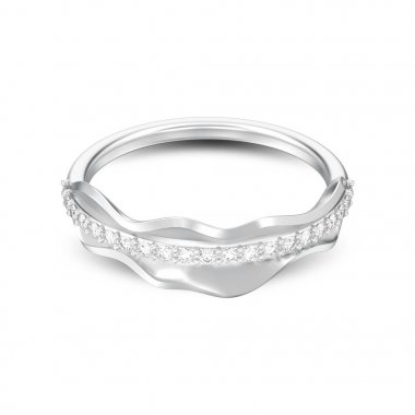 3D illüstrasyon izole gümüş dekoratif elmas yüzük ile gölge beyaz bir arka plan üzerinde