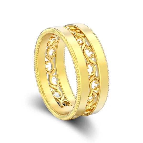 Απεικόνιση Απομονωμένη Χρυσό Διακοσμητικό Χαράσει Έξω Διακοσμητικό Δαχτυλίδι Σκιά Λευκό — Φωτογραφία Αρχείου