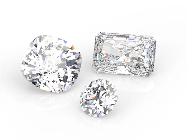 Illustration Isolerad Grupp Tre Vita Runda Diamanter Stenar Vit Bakgrund — Stockfoto