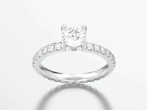 Illustration Silver Engagement Wedding Diamond Ring Grey Background — Stock Photo, Image
