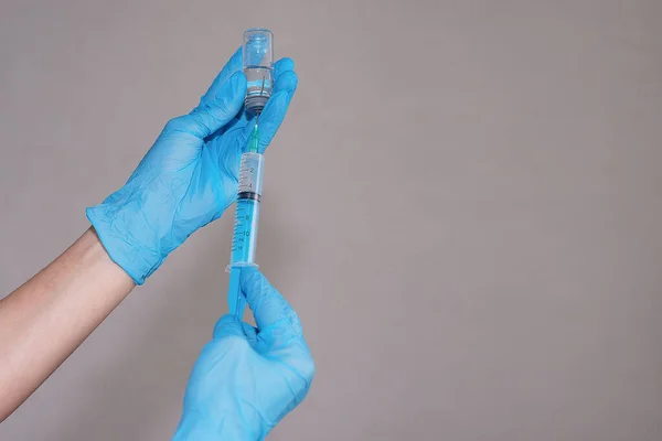 Nurse Respiratory Mask Gloves Recruits Vaccine Coronavirus China Ampula Concept — Stock Photo, Image