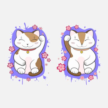 Maneki-Neko şanslı Japon Kültür servet simge kediler ayarla