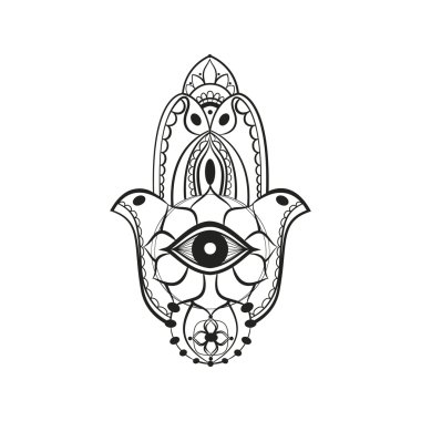 Siyah hamsa Fatima el koruma simgesi 