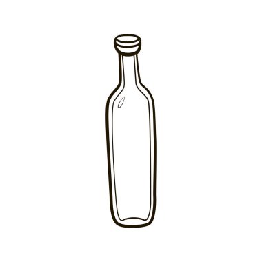 El çizimi kontur votka şişe simgesi