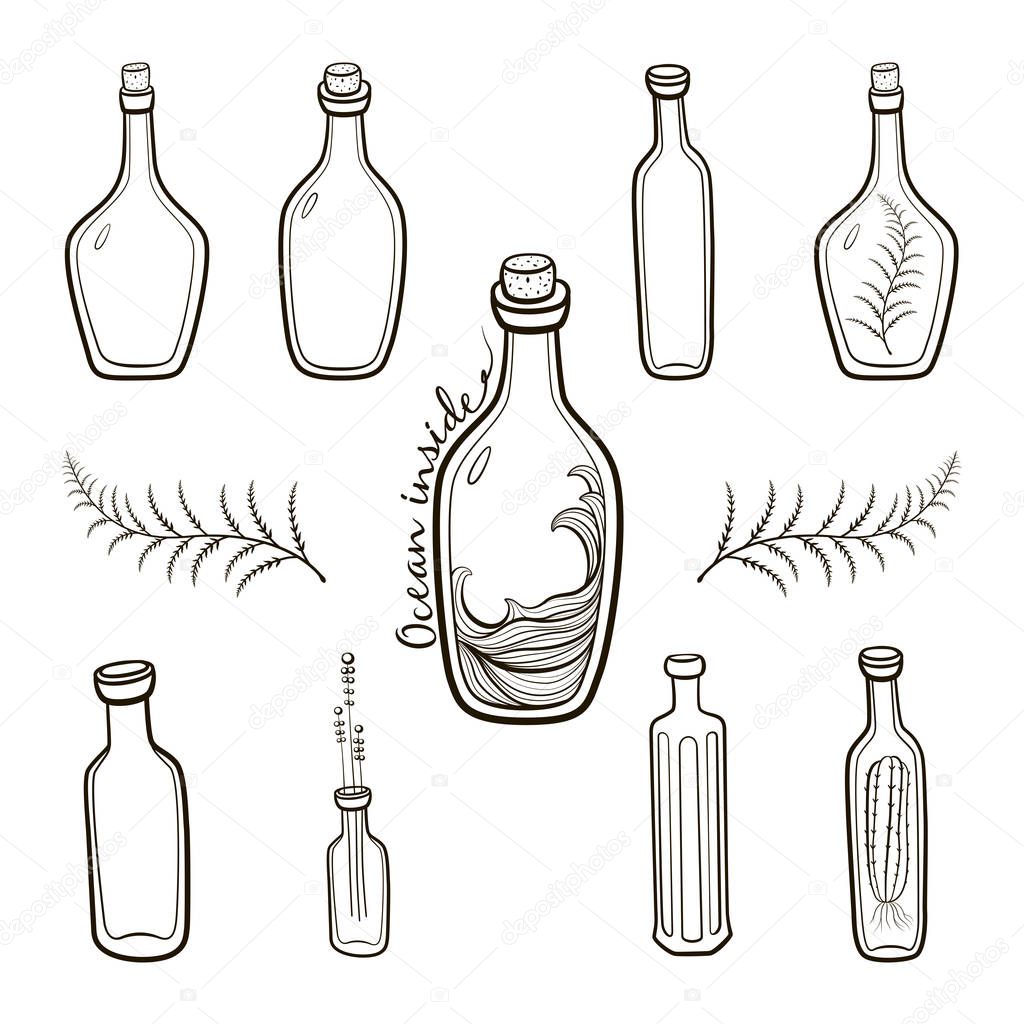 Old fashioned  vintage bottles set
