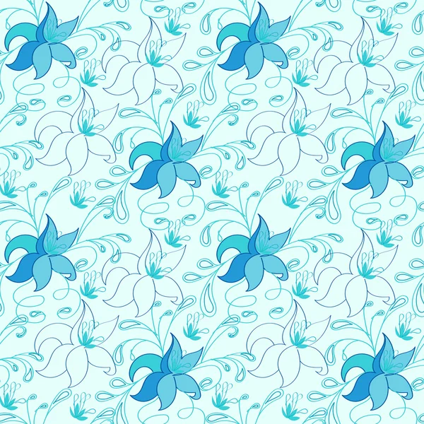 Bezešvé pattern abstraktní květy na modrém pozadí — Stockový vektor