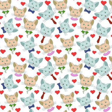 Beyaz bir arka plan üzerinde komik kediler ile Seamless Modeli