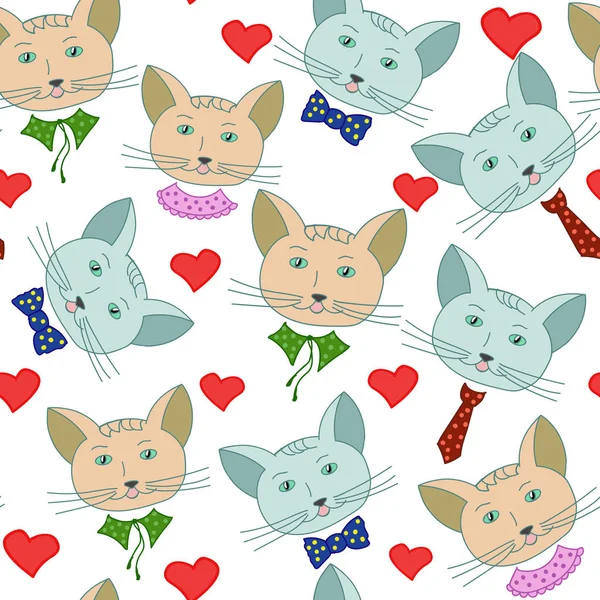 Naadloze patroon met grappige katten — Stockvector