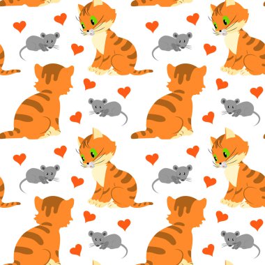 Yavru kedi ve fare yürekleri ile Seamless Modeli.