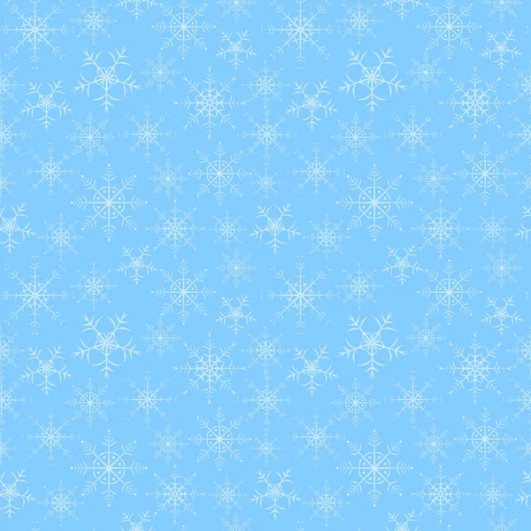 Vzor bezešvé pozadí substrátu sněhových vloček na modrém pozadí. — Stockový vektor