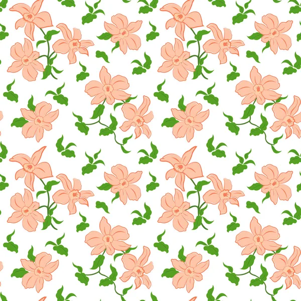 Nahtloses Muster mit exotischen Blumen auf weißem Hintergrund — Stockvektor