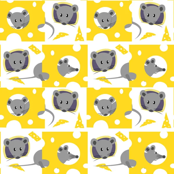 슬라이스 치즈와 마우스의 완벽 한 패턴 — 스톡 벡터