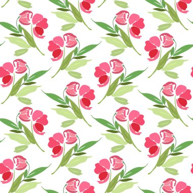 Kırmızı çiçekli Dikişsiz soyut desen.