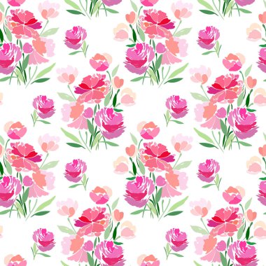 Bir buket pembe peonies seamless modeli.