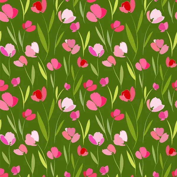 Varrat nélküli mintát tulipán mező — Stock Vector