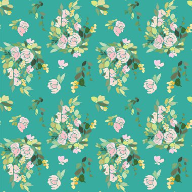 Yeşil tonlarında çiçek desenli