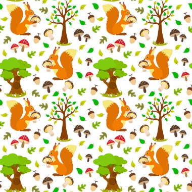 Kızıl sincap ormanın mantar ile.