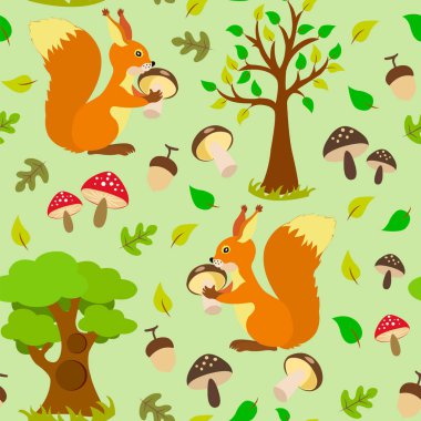 Ormanda mantar ile sincap.