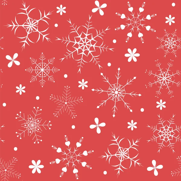 Flocons de neige sur fond rouge — Image vectorielle