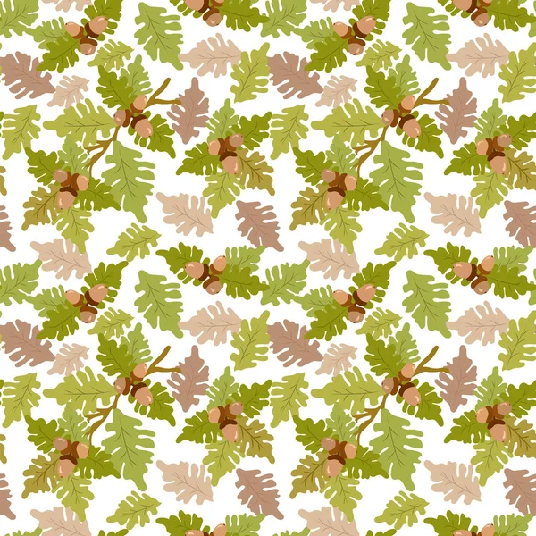 Ramo di quercia con foglie e ghiande — Vettoriale Stock