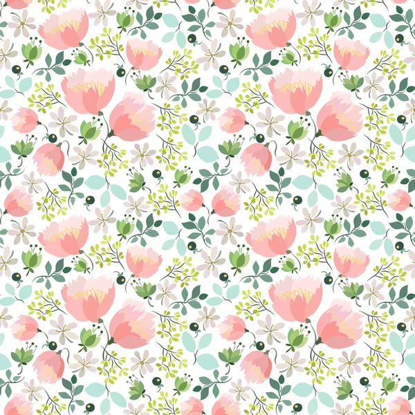 Abstract floral sieraad, roze bloemen — Stockvector