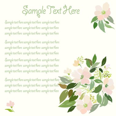 Bir buket çiçek ve metin için yer tebrik kartı.