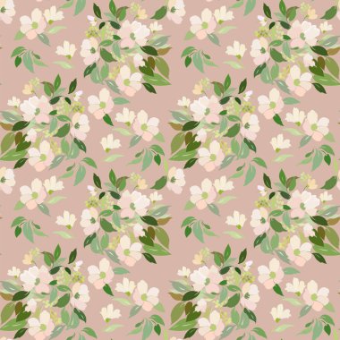  hassas bir buket çiçek ve yeşil yaprakları ile desen 