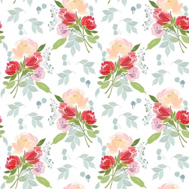 soyut buket çiçek desenle