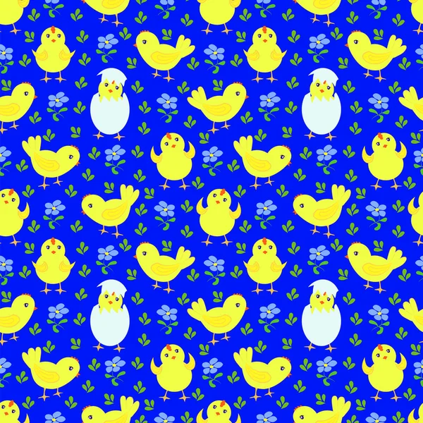 Motif avec poulet jaune — Image vectorielle