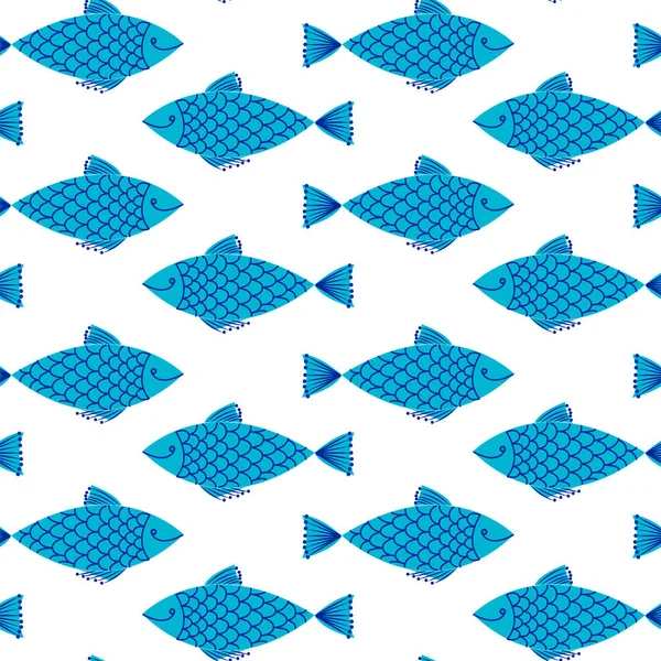 Motif avec poisson bleu — Image vectorielle