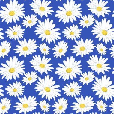  Mavi arka planda beyaz papatyalar