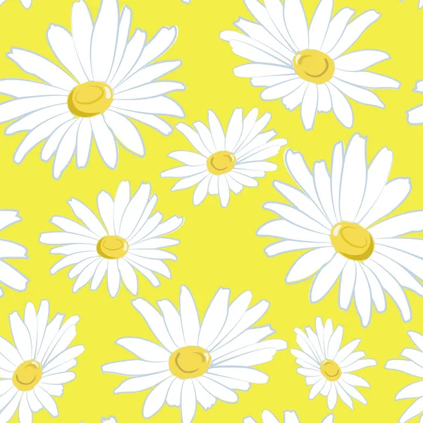 Margaritas blancas sobre un fondo amarillo — Vector de stock