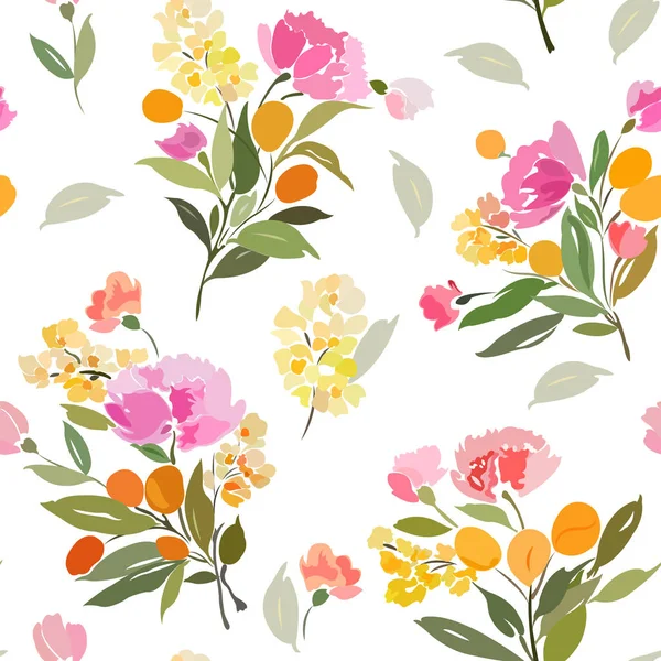 Pattern with bouquets of flowers — Stock Vector