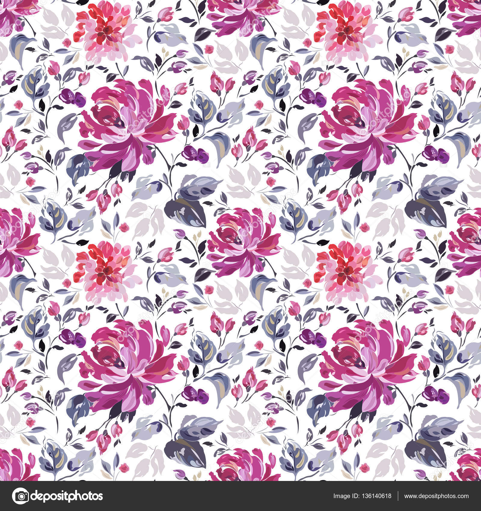 Dessin De Fleurs Aux Couleurs Roses Violettes Image