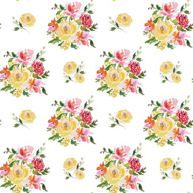 bir buket sarı ve kırmızı güller