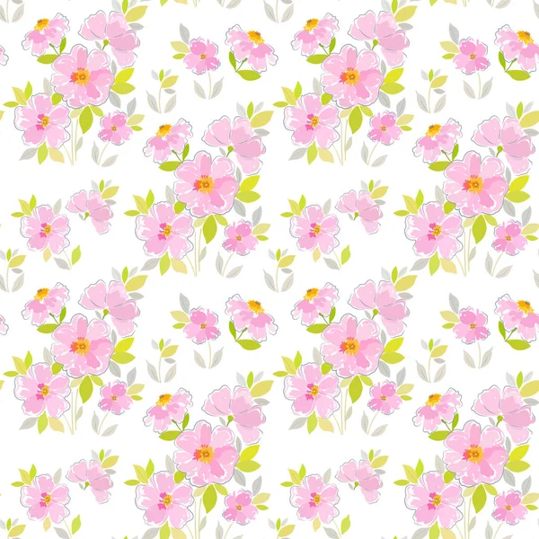 Patrón con flores de color rosa — Vector de stock