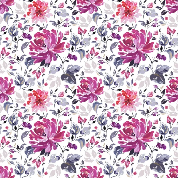 Zeichnung von Blumen in rosa, violetten Farben. — Stockvektor